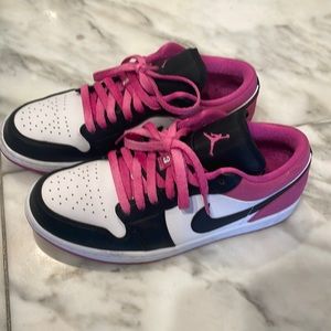 Nike air Jordan lows , pink and black with pink laces